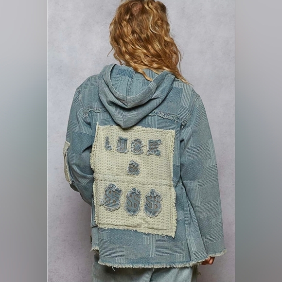 POL Jackets & Blazers - NEW!!! POL Patchwork Blue Denim Women's Jacket, Sz M